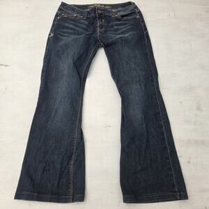 Adiktd Jeans Womens 10 Blue Stretch Low Rise Bootcut Embroidered Flap Pockets
